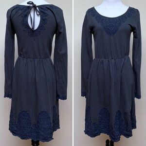Anthropologie Navy Long Sleeve Saturday Sunday Embroidered Dress Size XS